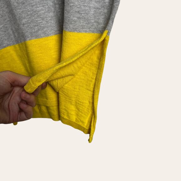 Vince Gray Yellow Cotton Knit Colorblock Pullover Sweater Size S - Picture 5 of 10